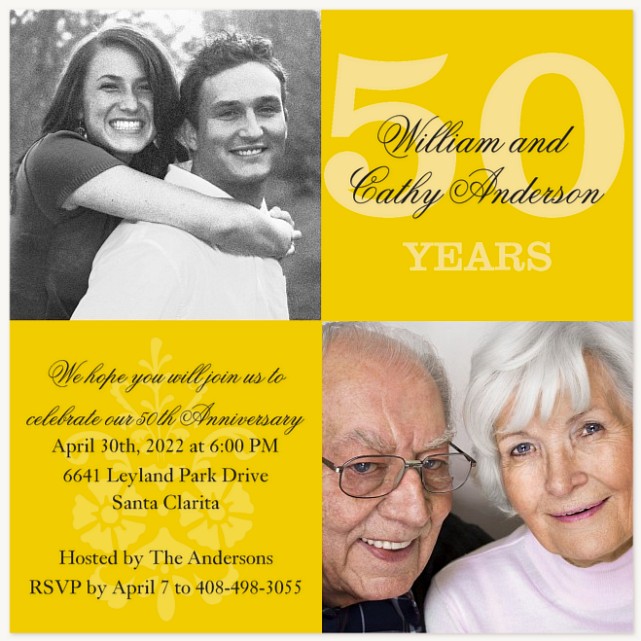 Golden Years Wedding Anniversary Invitations