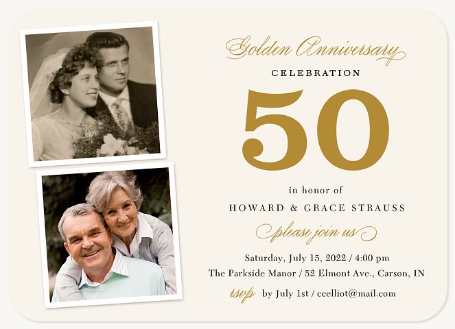 Golden Accomplishment Wedding Anniversary Invitations