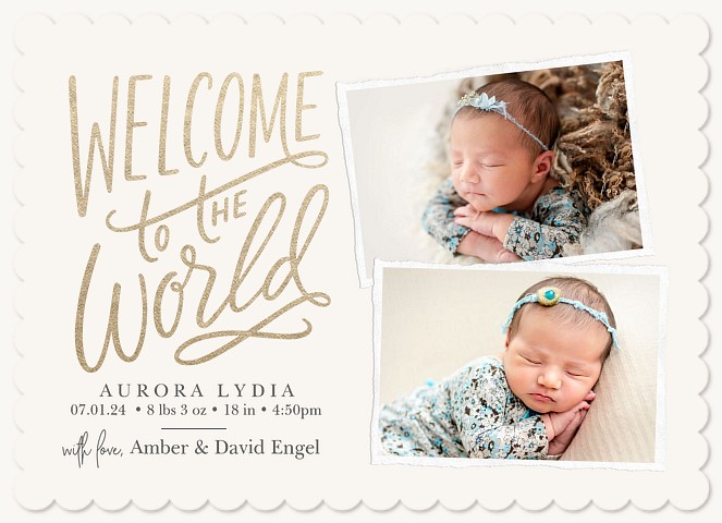 Shimmering Welcome Baby Announcements