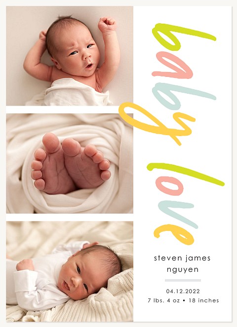 Rainbow Love Baby Announcements