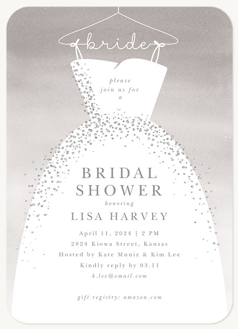 Glitzy Gown Bridal Shower Invitations