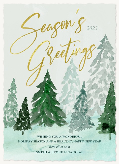 Watercolor Trees Business Holiday Cards