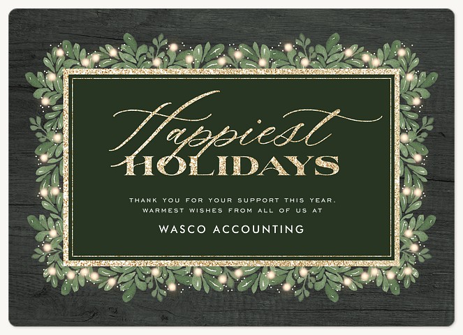 Glittery Boxwood Holiday & Christmas Magnet Cards