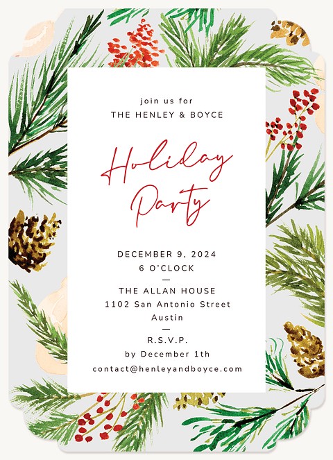 Festive Botanics Holiday Party Invitations