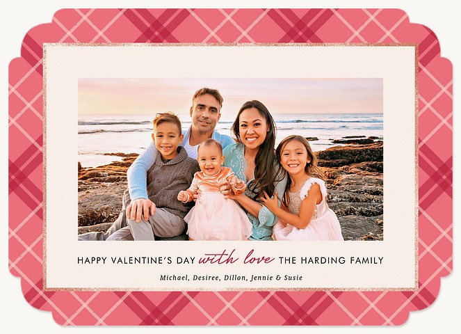 Pink Plaid Valentines Cards