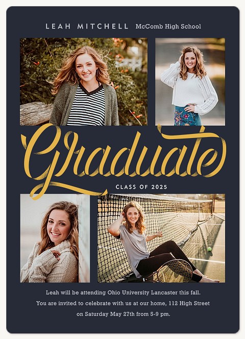 Ribbon Script Graduation Cards