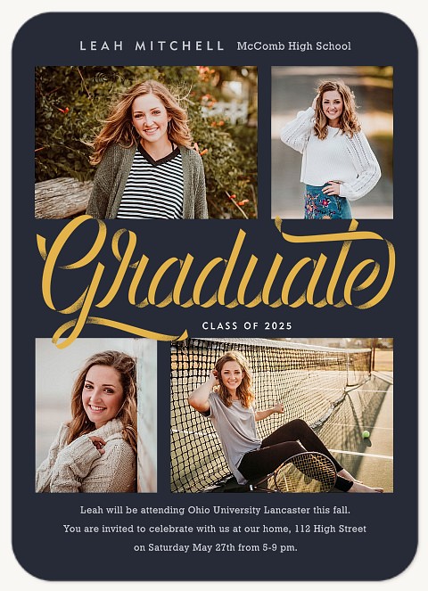 Ribbon Script Graduation Cards