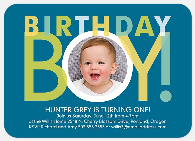 Big Blue Kids' Birthday Invitations