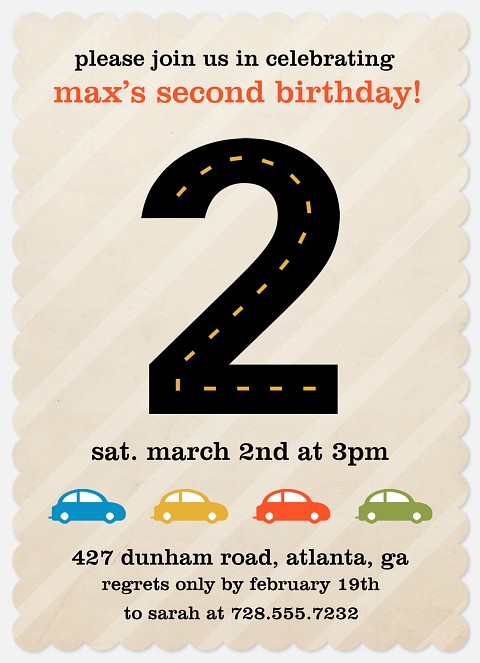 Race Track Kids' Birthday Invitations