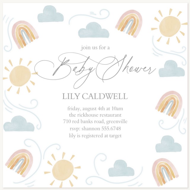 Rainbow Dreams Baby Shower Invites