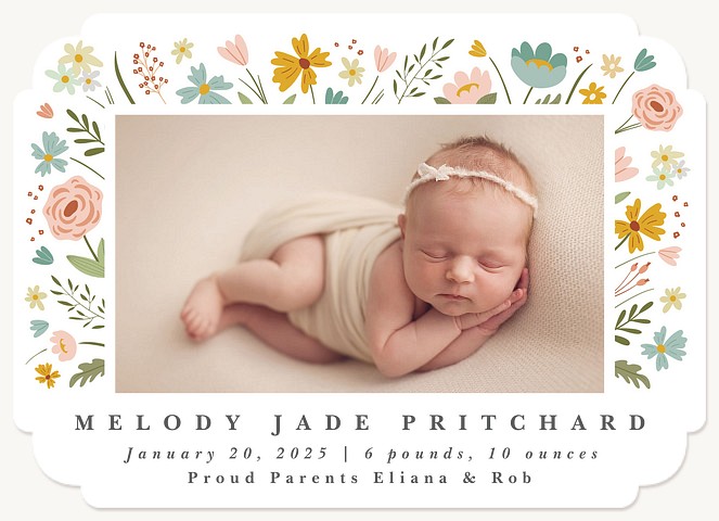 Cottage Floral Baby Announcements