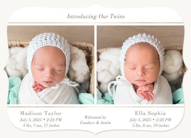 Classic Duo Twin Birth Announcements