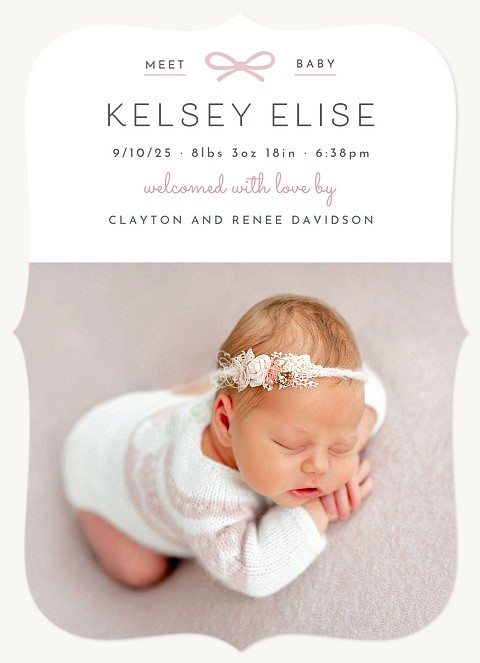 Little Hair Bow Baby Announcements