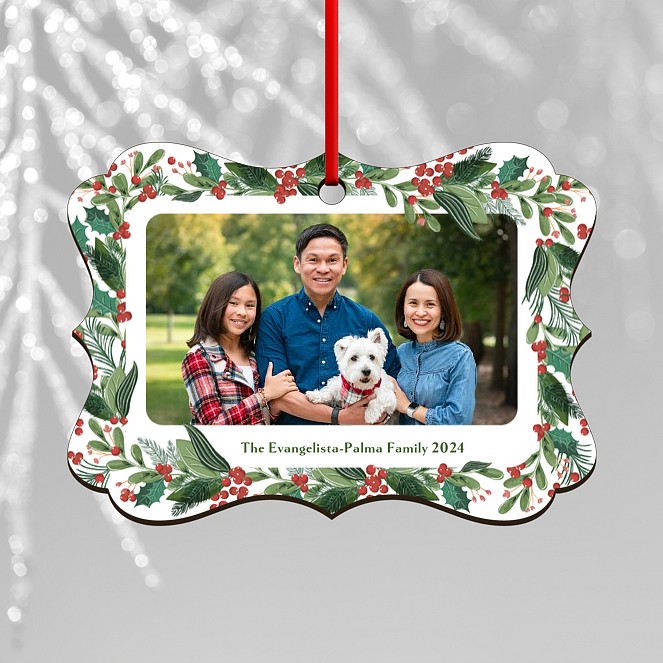 Holly Frame Custom Ornaments