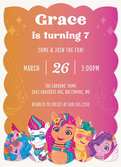 My Little Pony Musical Notes Kids Birthday Invitations