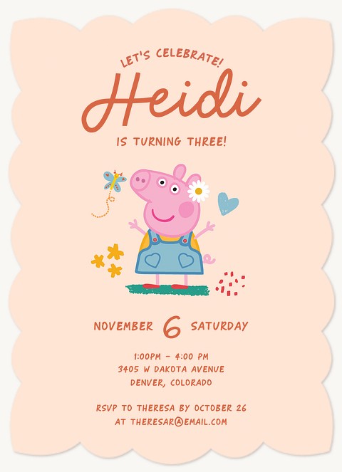 Peppa Pig Playful Party Kids Birthday Invitations