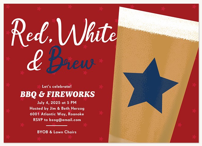 Red, White & Brew Summer Party Invitations