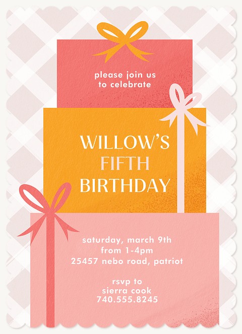 Gift Stack Kids Birthday Invitations