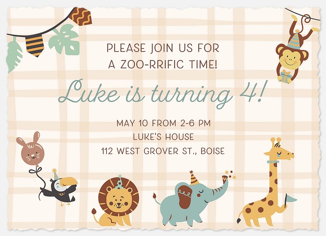 Zoo Friends Kids' Birthday Invitations