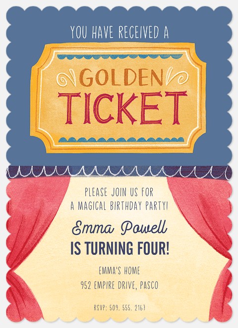 Golden Ticket Kids' Birthday Invitations