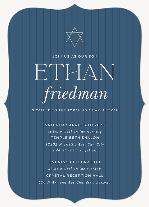 Pinstripes Bar Mitzvah Invitations