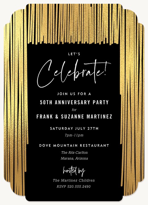 Golden Fringe Wedding Anniversary Invitations