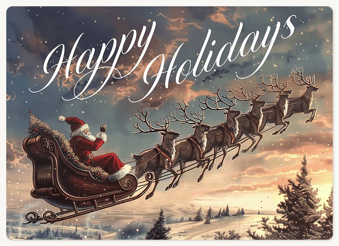 Santa’s Sleigh Holiday & Christmas Magnet Cards