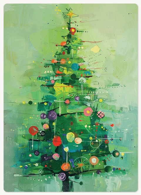 Abstract Tree Holiday & Christmas Magnet Cards