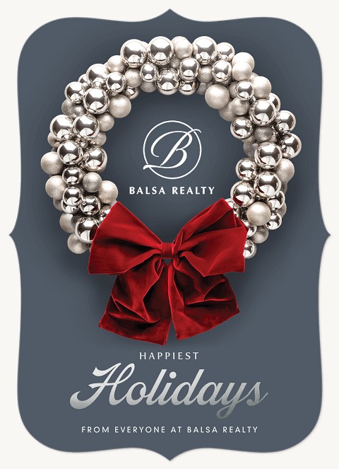 Silver Wreath Business Holiday Cards