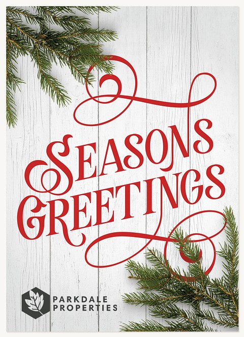 Season's Greetings Swirls Business Holiday Cards