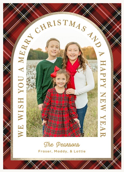 Arched Tartan Personalized Holiday Cards