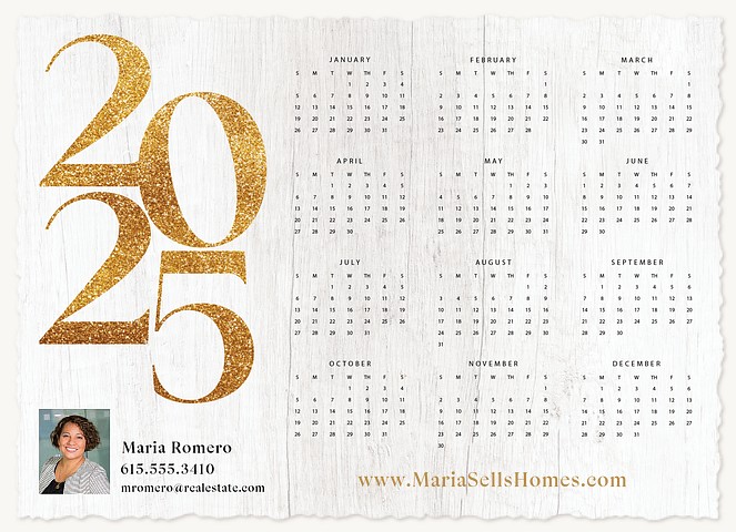 Rustic Calendar Business Holiday Cards