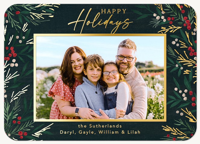 Lush Greenery Photo Holiday Cards