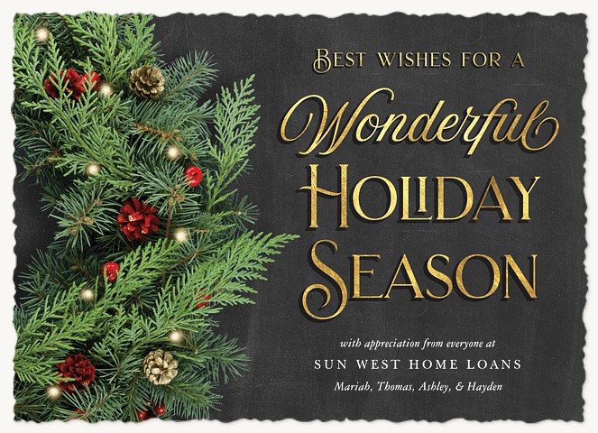 Fairy Light Wreath Business Holiday Cards