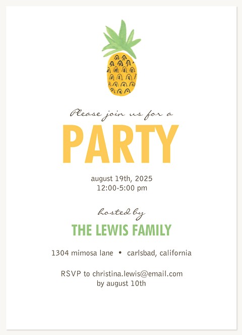 Pina Colada Summer Party Invitations