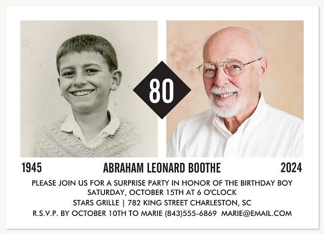 Diamond Emblem Adult Birthday Party Invitations