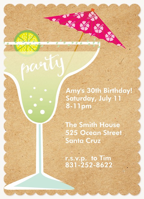 Margarita Lime Adult Birthday Party Invitations