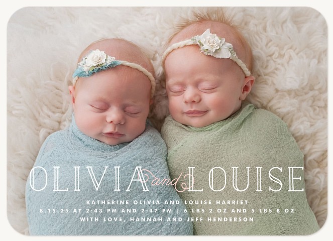 Charming Arrivals Twin Birth Announcements