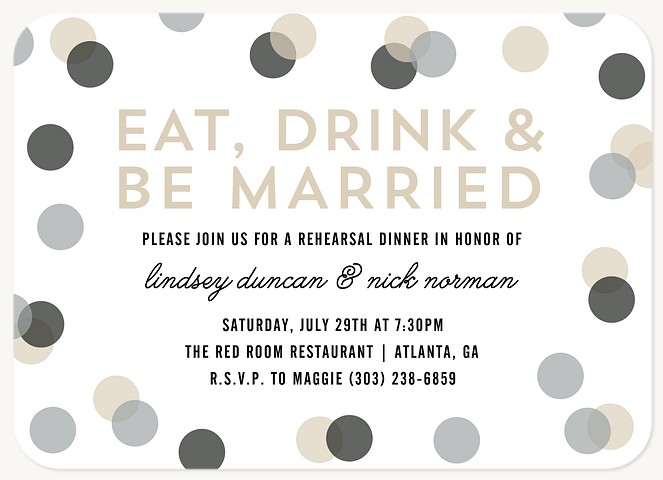 Playful Confetti Rehearsal Dinner Invitations