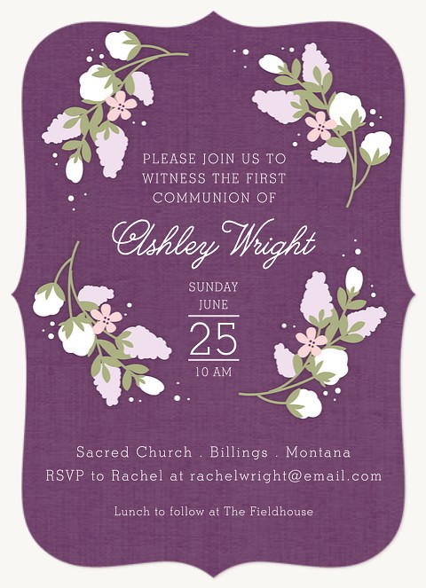 Lilac Dream First Communion Invitations