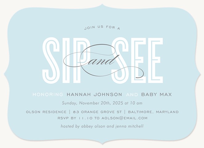 Honoree Sip & See Baby Boy Shower Invitations, Baby Shower Invitations