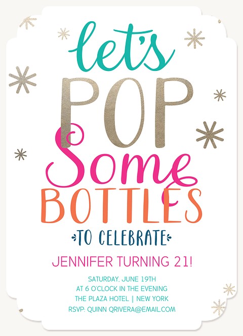 Popping Bottles Adult Birthday Party Invitations