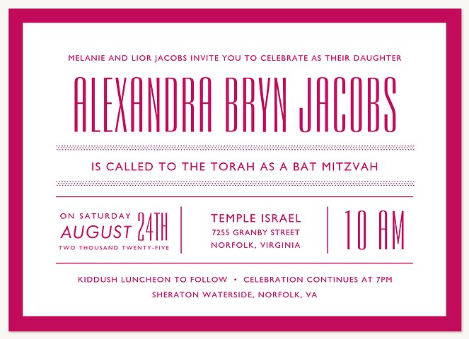 Modern Vibrancy Bat Mitzvah Invitations