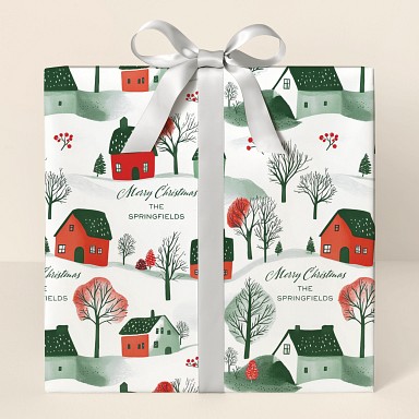 Merry Christmas Village Wrapping Paper