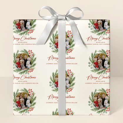 Rustic Wreath Photo Wrapping Paper