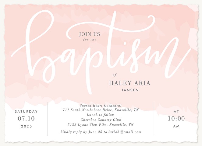 Watercolor Flourish Baptisms & Christening Invitations