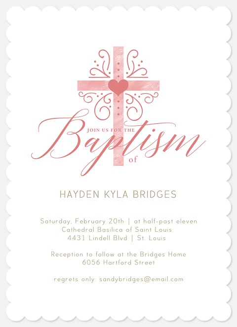 Blessed Heart Baptism Christening Invitations