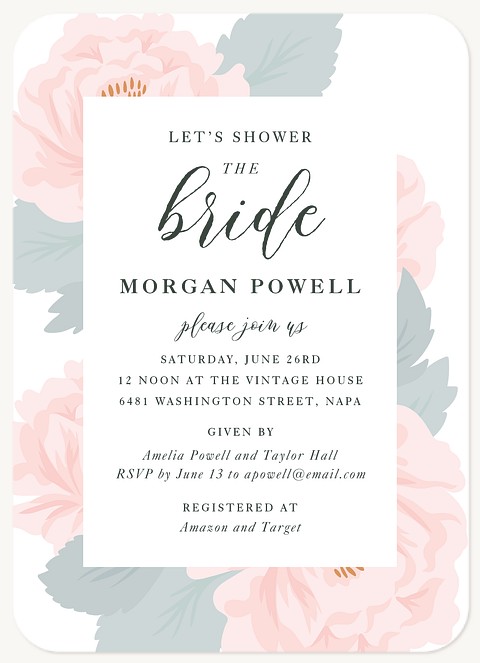 Soft Floral Bridal Shower Invitations