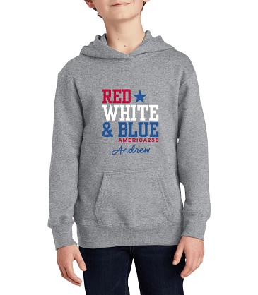America250™ Red White & Blue Port + Company Youth Hoodie Sweatshirt