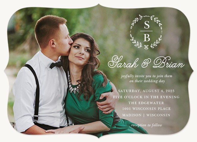 Monogram Wreath Wedding Invitations